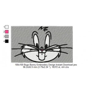 100x100 Bugs Bunny Embroidery Design Instant Download